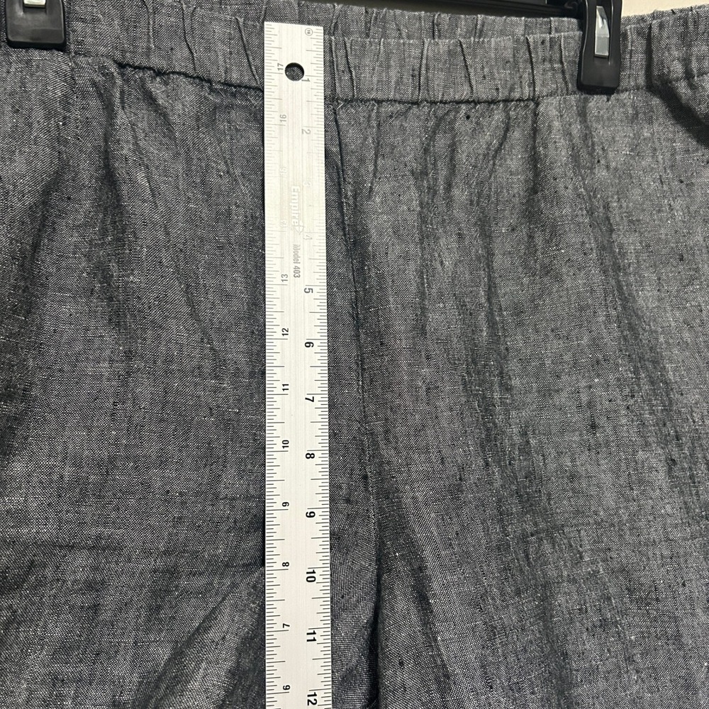 J. Jill Cropped Linen Pants Women L Grey Elastic Waist Boho Coastal Laganlook - Picture 6 of 12